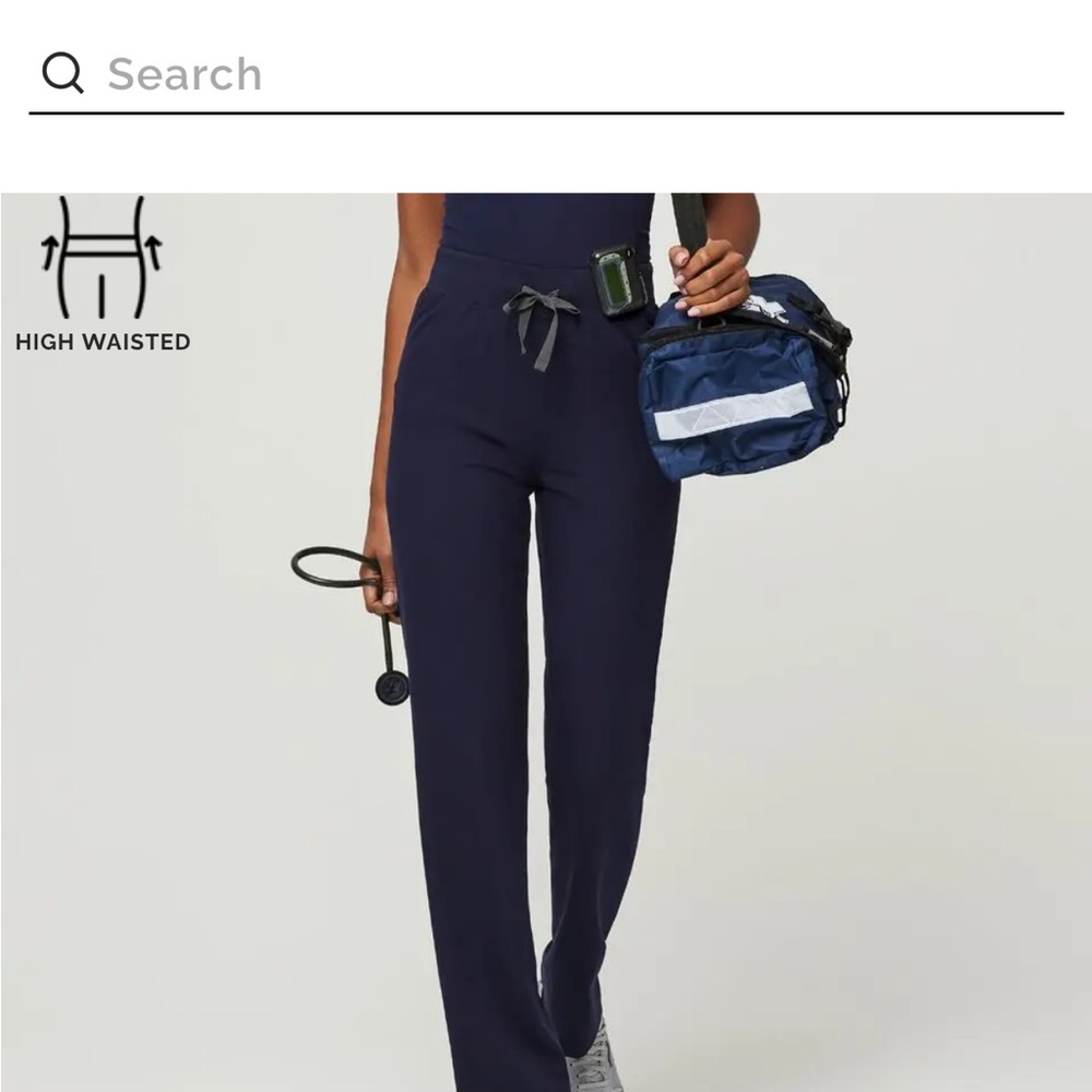Figs Livingston High Waisted Navy Pants